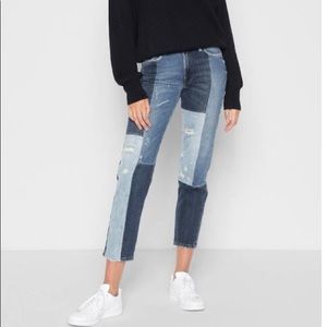 7 for all man kind high waist patchwork jean